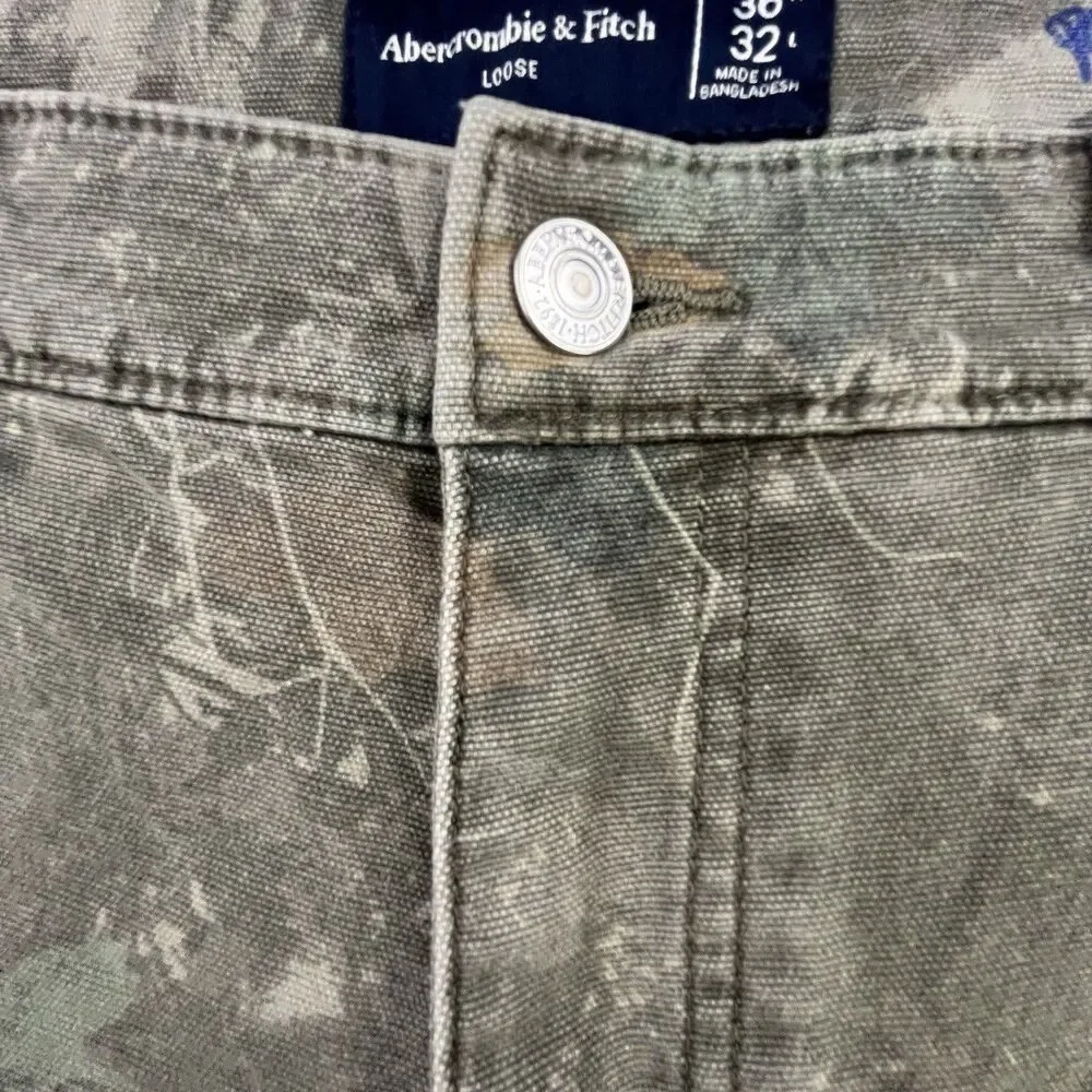 Abercrombie & Fitch Cargo Pants Mens 36x32 (Fits 36x31) Camo Loose Utility